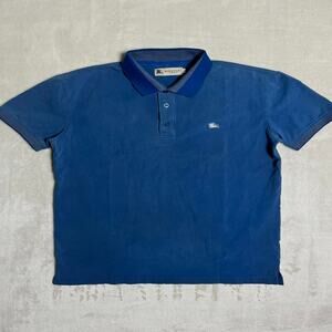 VTG Burberry London Sport Polo Men's M Fit Blue Smooth Stretch Cotton Lycra Luxe